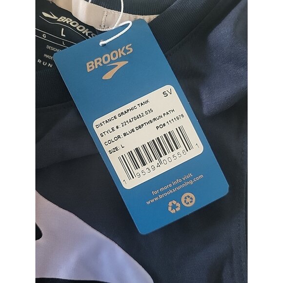 Brooks Women's Distance Graphic Tank Sleeveless Shirt Run Happy Blue Size Large - Picture 5 of 6